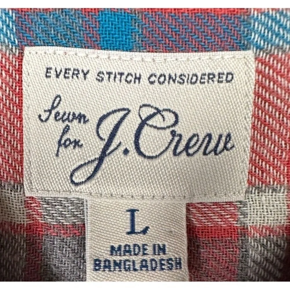 J Crew Shirt Adult Large Red Plaid Slim Fit Flannel Button Down Long Sleeve Mens
